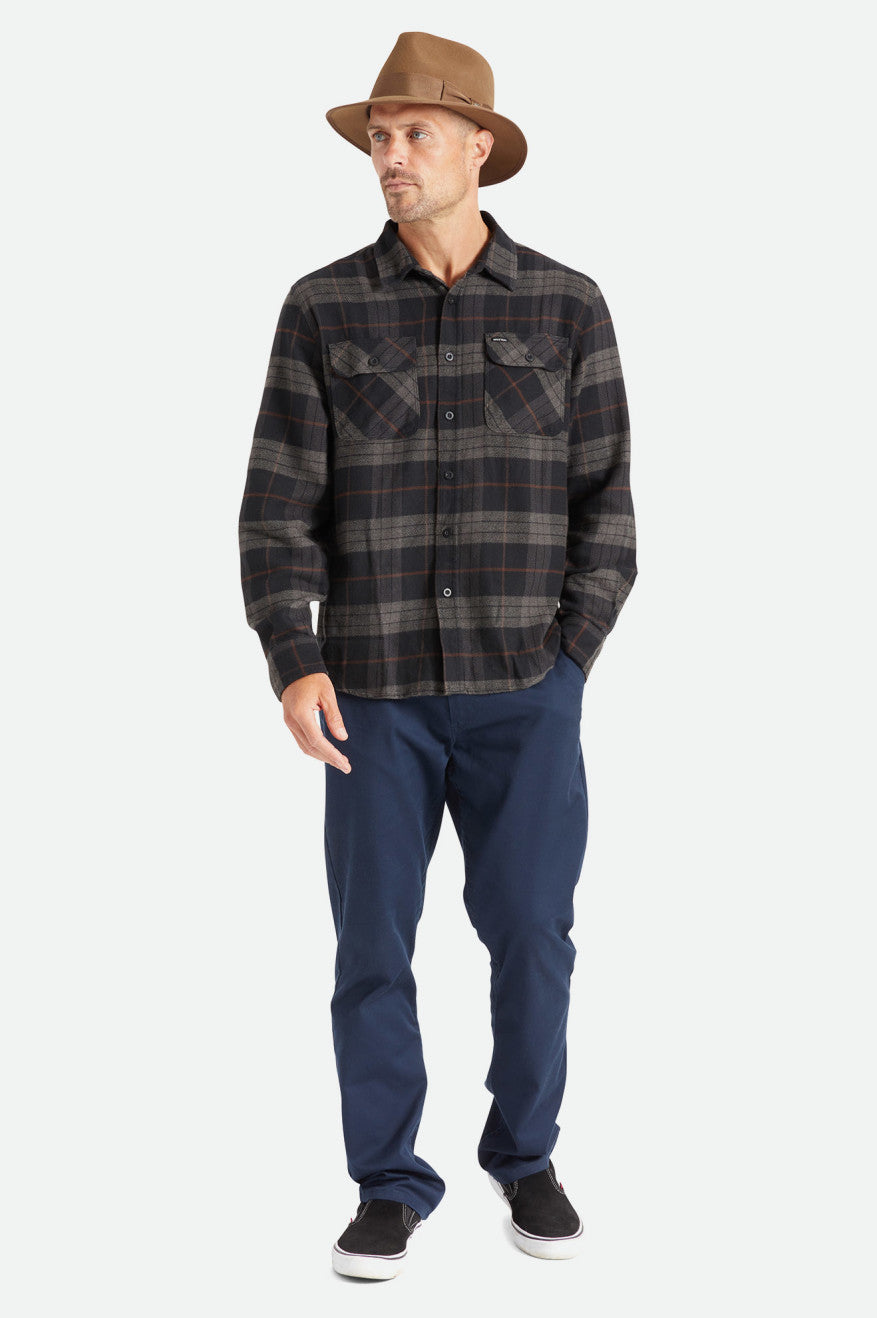 Brixton Bowery L/S Flanel Üstler Erkek Siyah Gri | 098WHRPAX