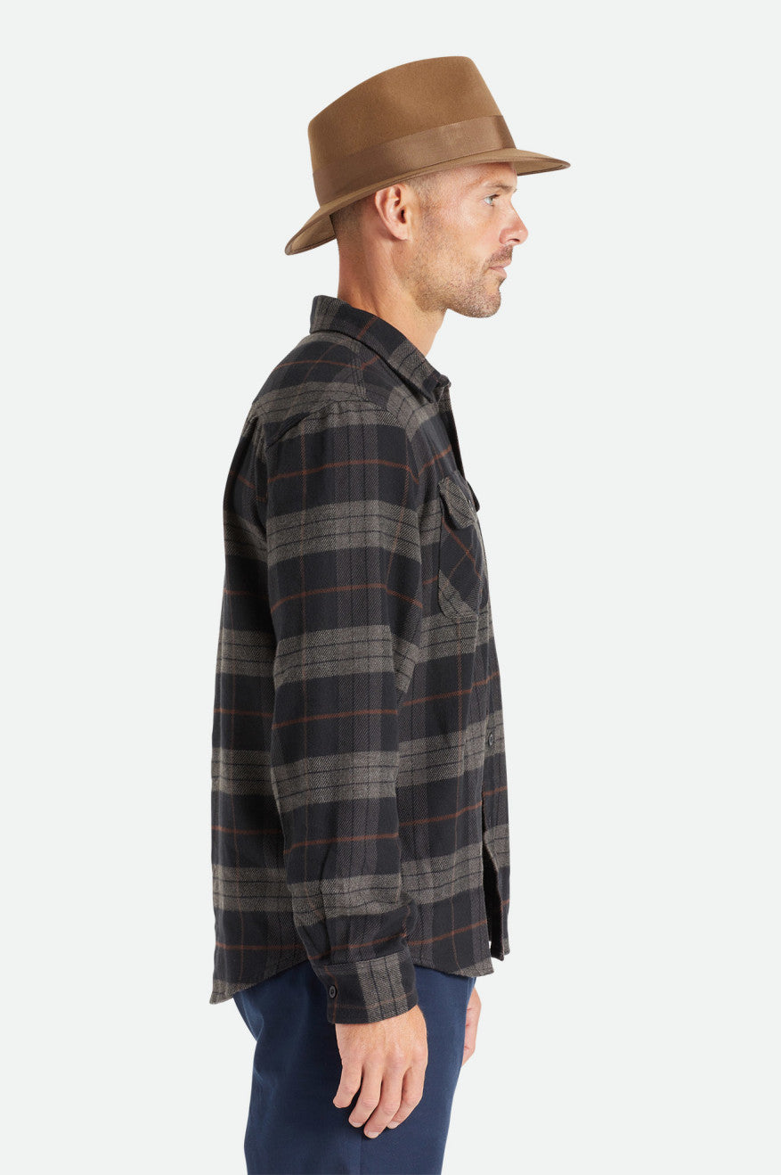 Brixton Bowery L/S Flanel Üstler Erkek Siyah Gri | 098WHRPAX