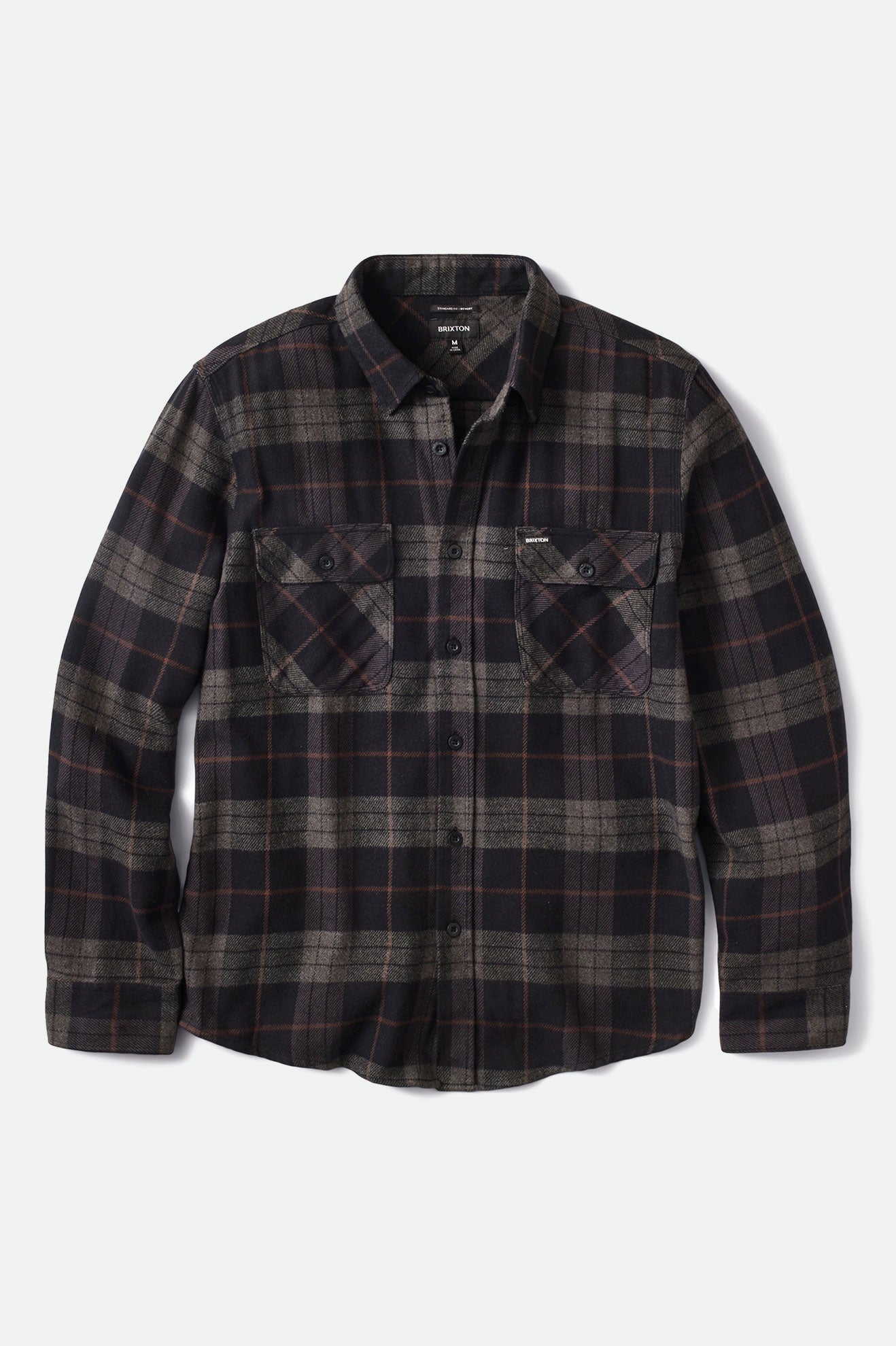 Brixton Bowery L/S Flanel Üstler Erkek Siyah Gri | 098WHRPAX