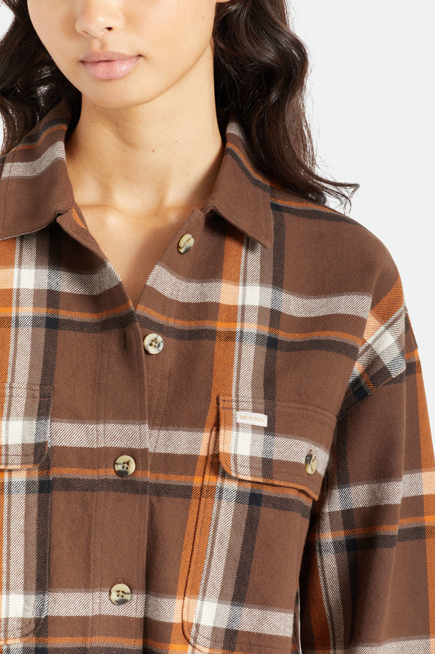 Brixton Bowery L/S Flanel Üstler Kadın Kahverengi | 298BPQURE