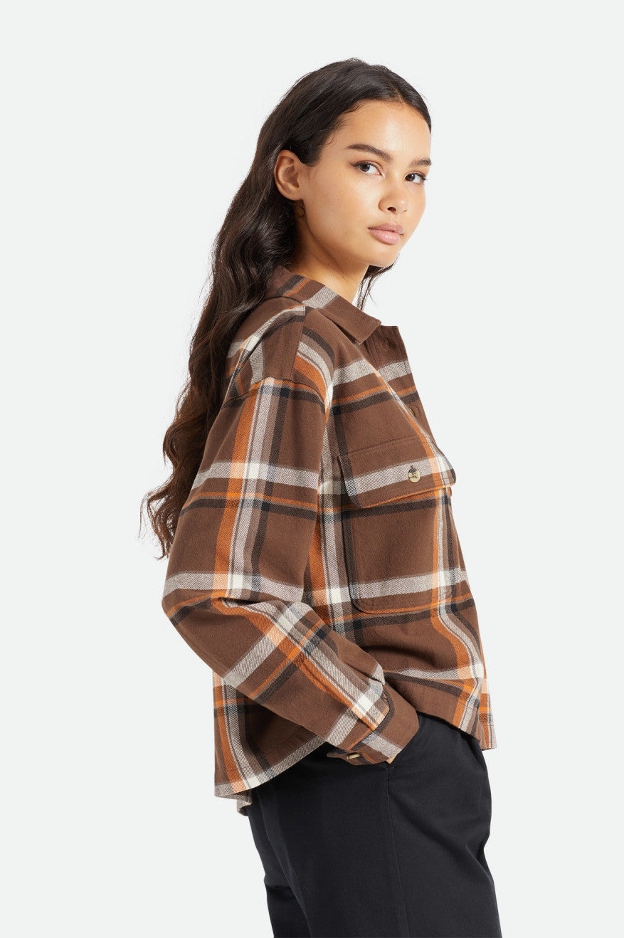 Brixton Bowery L/S Flanel Üstler Kadın Kahverengi | 298BPQURE