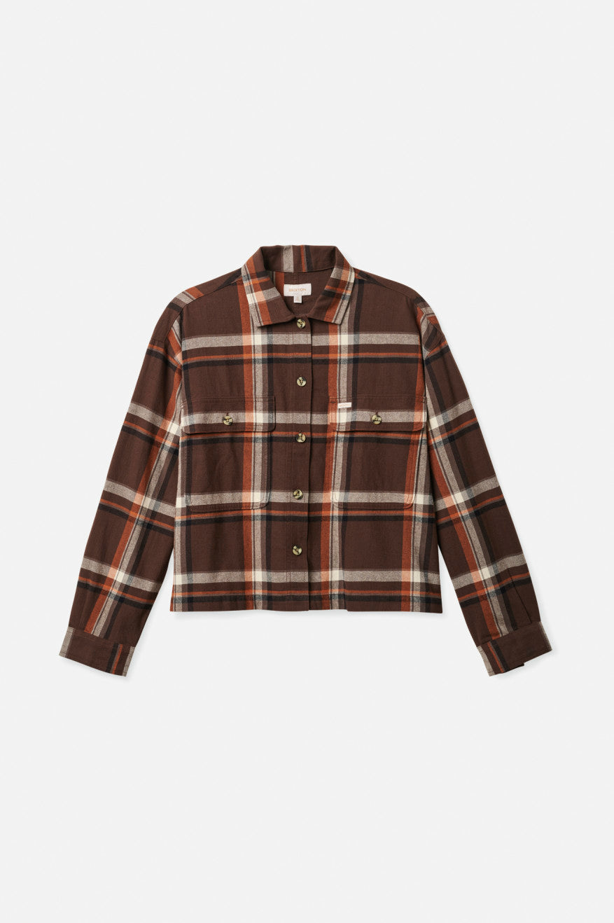 Brixton Bowery L/S Flanel Üstler Kadın Kahverengi | 298BPQURE