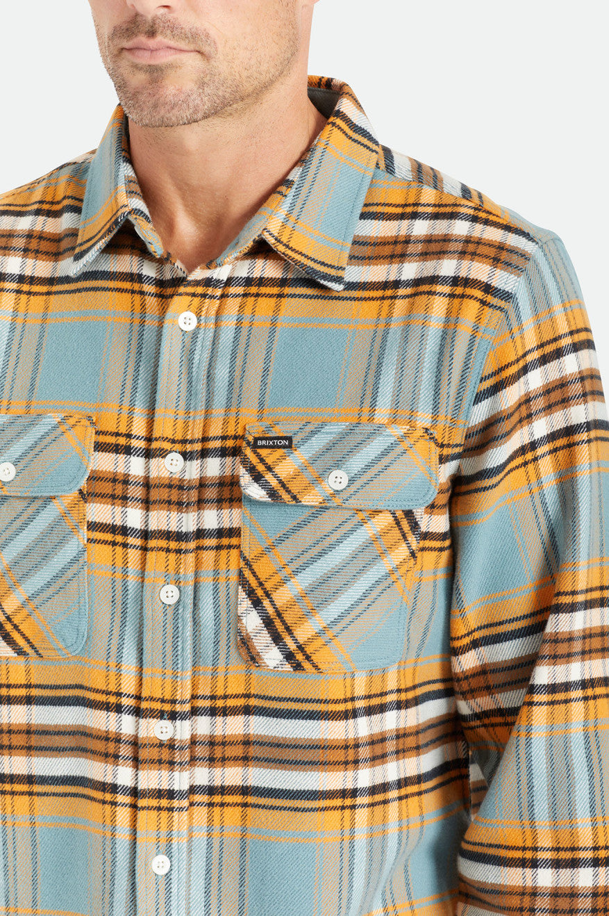 Brixton Bowery Stretch L/S Utility Flanel Üstler Erkek Turuncu Beyaz | 408MJGDVB