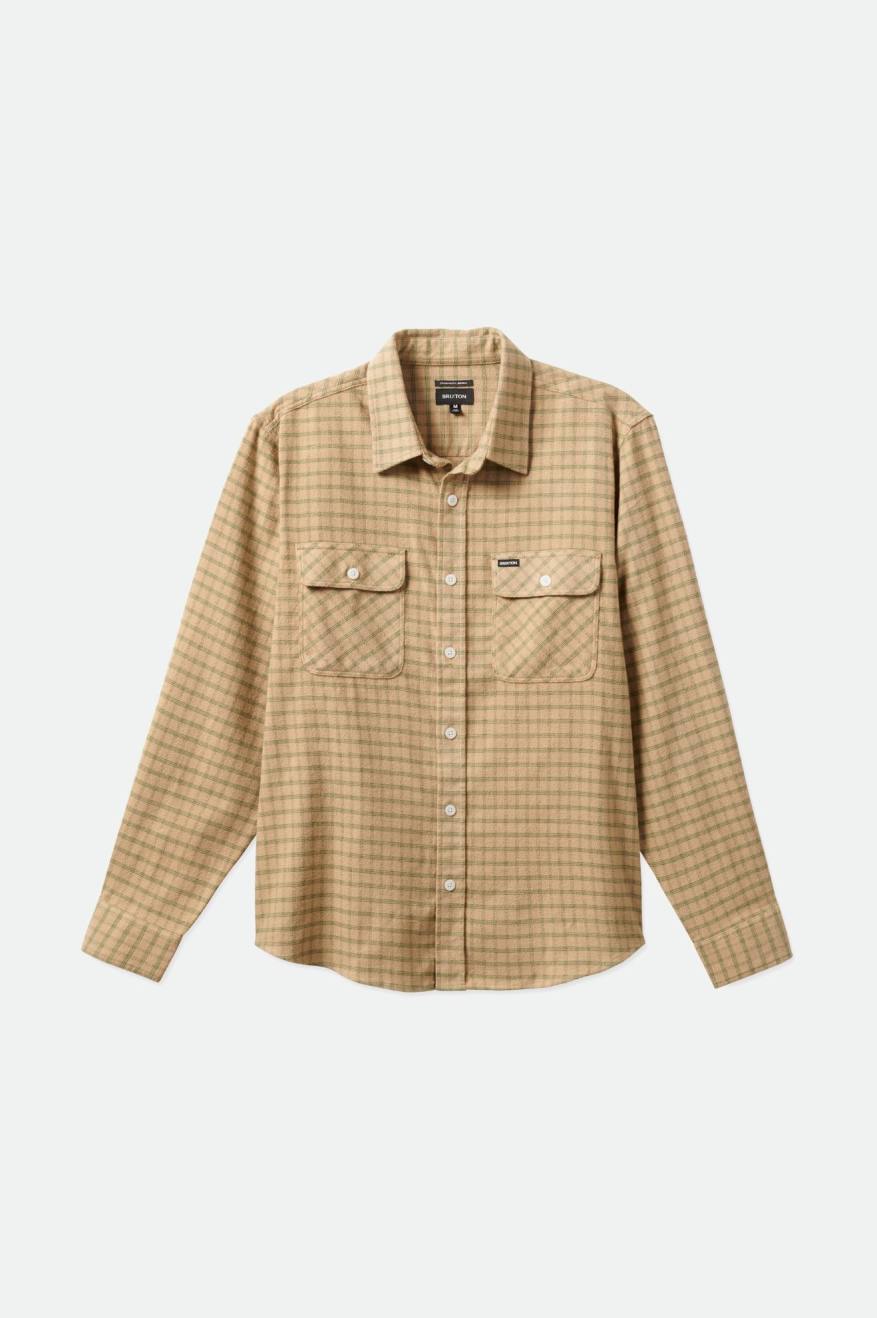 Brixton Bowery Stretch L/S Utility Flanel Üstler Erkek Bej Rengi Zeytin Yeşili | 461KDWERJ