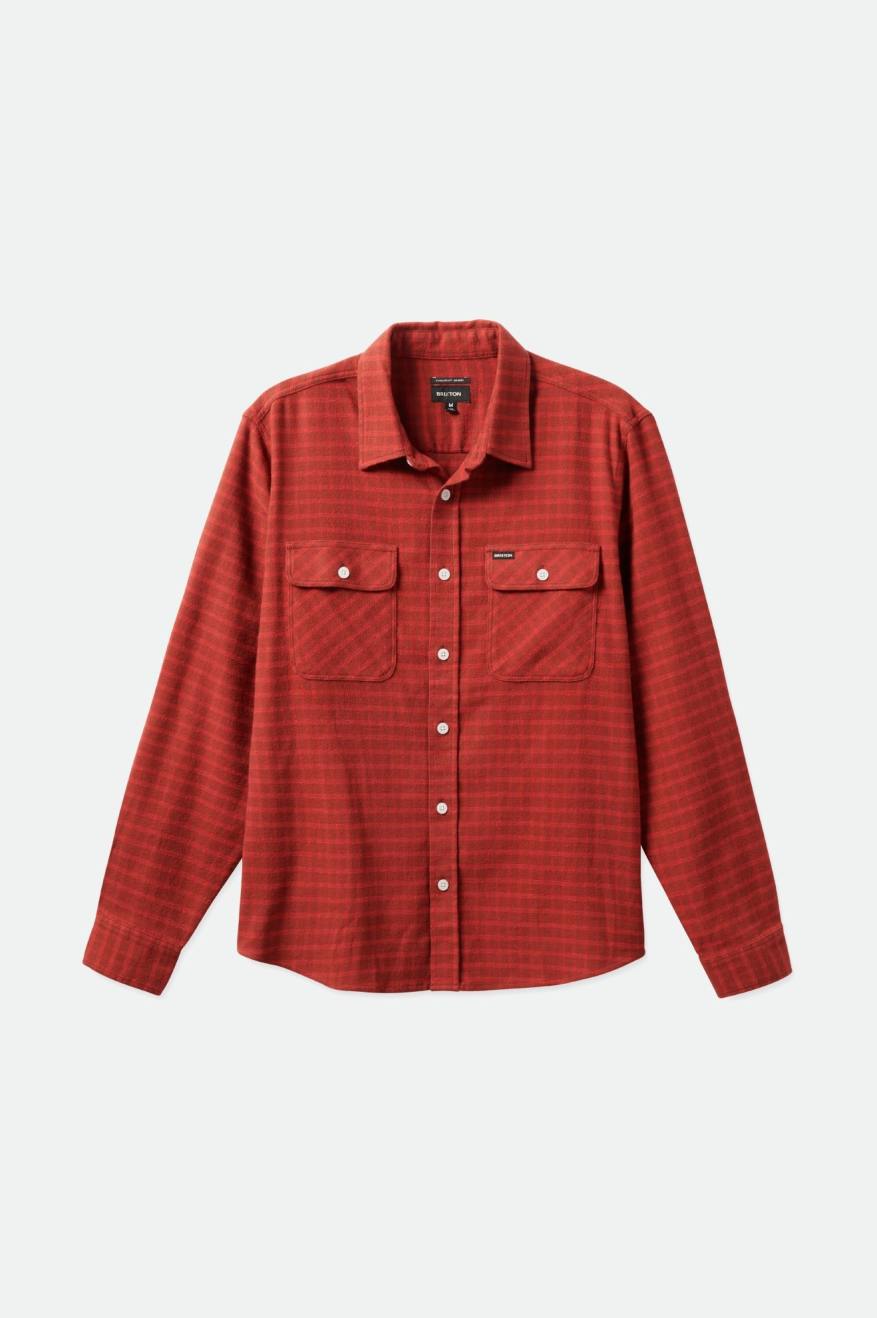 Brixton Bowery Stretch L/S Utility Flanel Üstler Erkek Kırmızı | 796BEWNSV