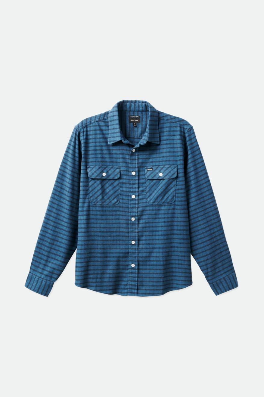 Brixton Bowery Stretch L/S Utility Flanel Üstler Erkek Turkuaz Siyah | 862NPOQKW