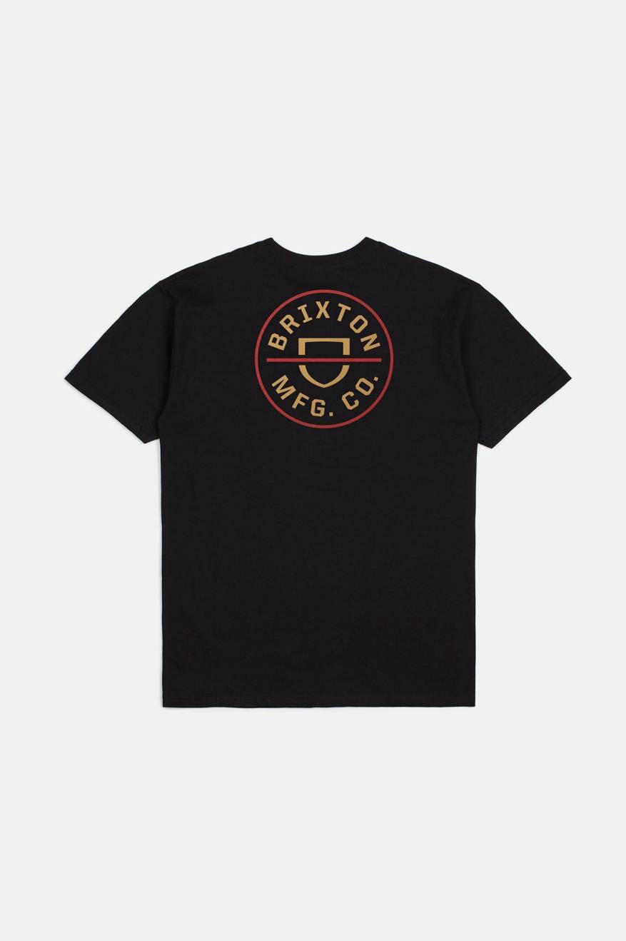 Brixton Crest II S/S Standard Üstler Erkek Siyah Kırmızı Açık Altın | 516RMBZFE