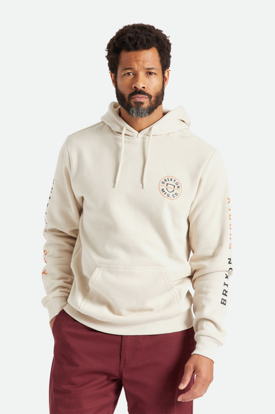 Brixton Crest Kapüşonlu Sweatshirt Erkek Bej Rengi Turuncu Siyah | 042GZJVYK