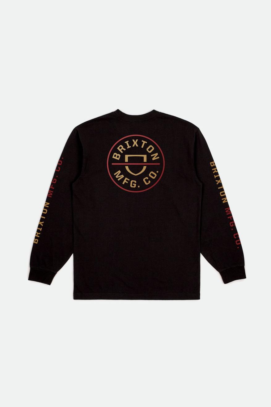 Brixton Crest L/S Standard Üstler Erkek Siyah Kırmızı Açık Altın | 450HLPREU