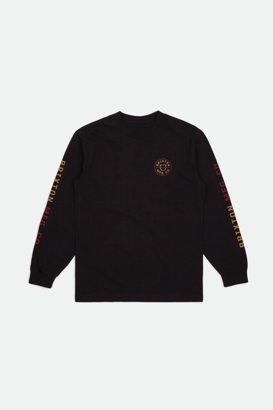 Brixton Crest L/S Standard Üstler Erkek Siyah Kırmızı Açık Altın | 450HLPREU