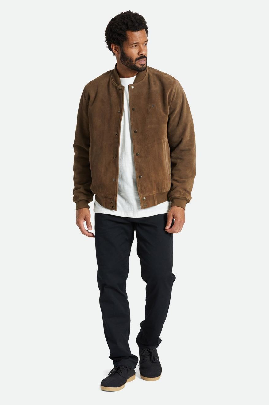 Brixton Dillinger Reserve Süet Bomber Ceket Erkek Kahverengi | 105ZGPHQY