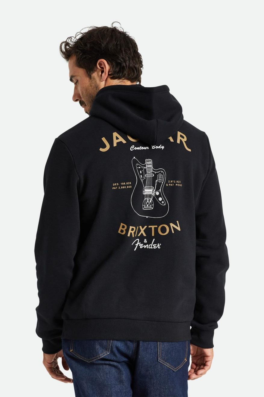 Brixton Fender Jaguar Claws Kapüşonlu Sweatshirt Erkek Siyah | 695KMFWJR