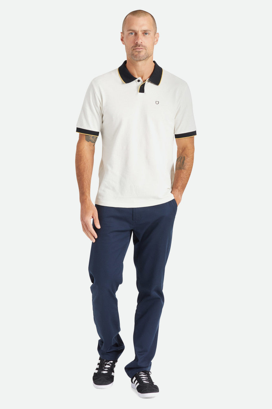 Brixton Proper S/S Polo Triko Erkek Beyaz Siyah | 583KNAISW