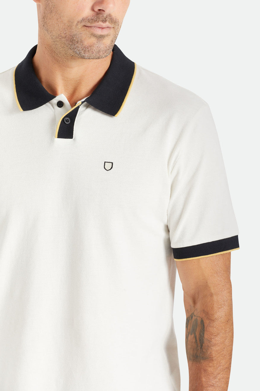 Brixton Proper S/S Polo Triko Erkek Beyaz Siyah | 583KNAISW