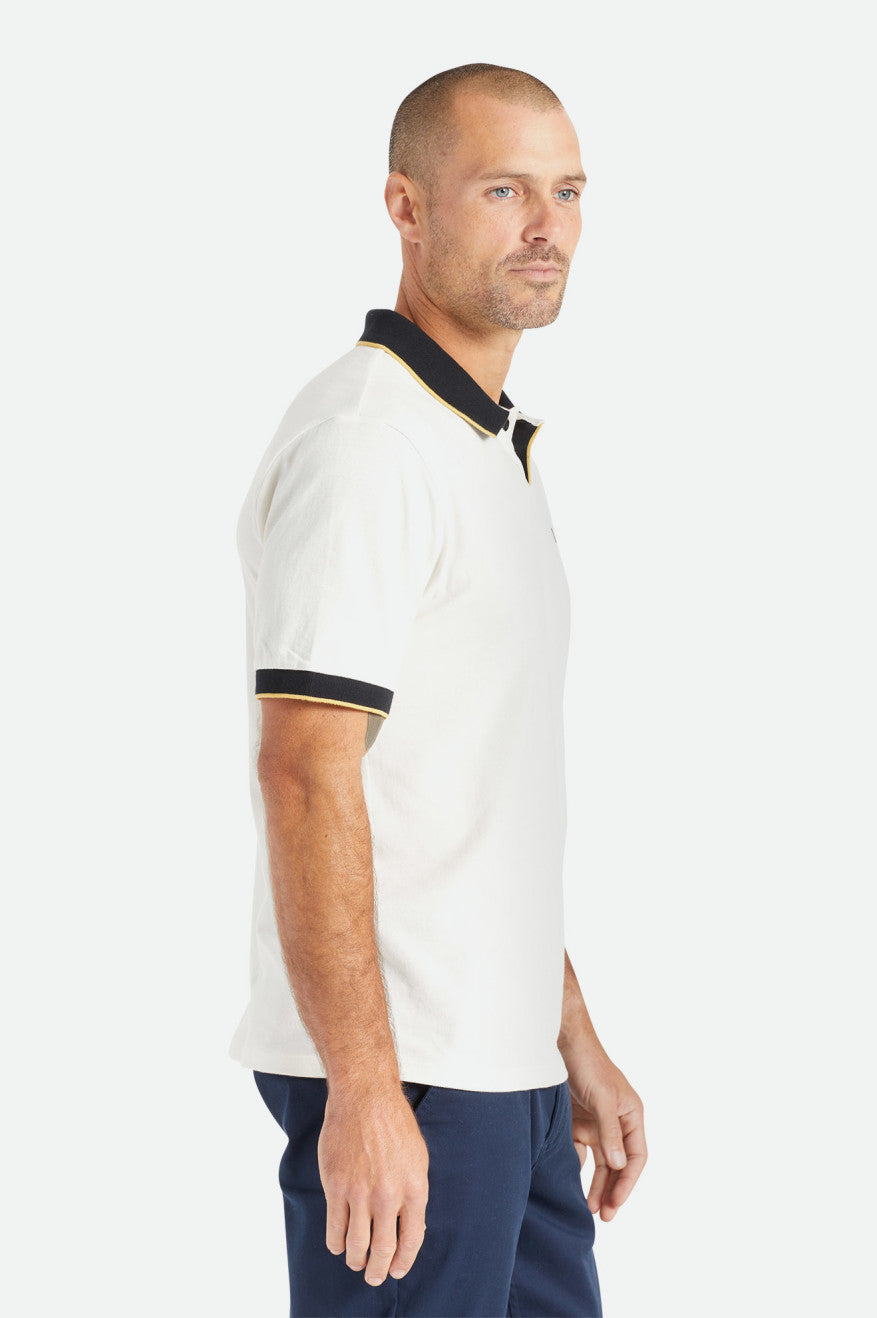 Brixton Proper S/S Polo Triko Erkek Beyaz Siyah | 583KNAISW