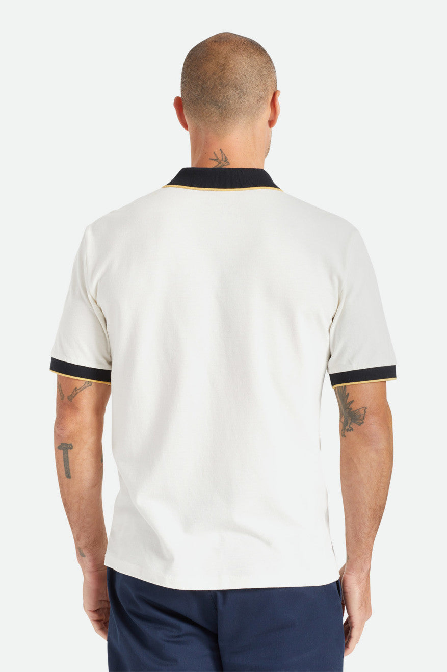 Brixton Proper S/S Polo Triko Erkek Beyaz Siyah | 583KNAISW