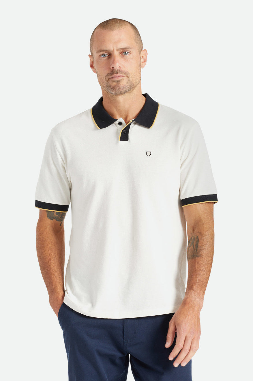 Brixton Proper S/S Polo Triko Erkek Beyaz Siyah | 583KNAISW