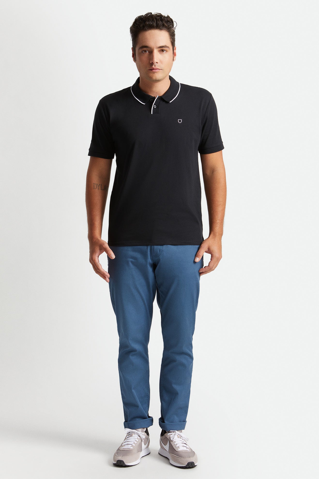 Brixton Proper S/S Polo Triko Erkek Siyah Beyaz | 360KEOPQA