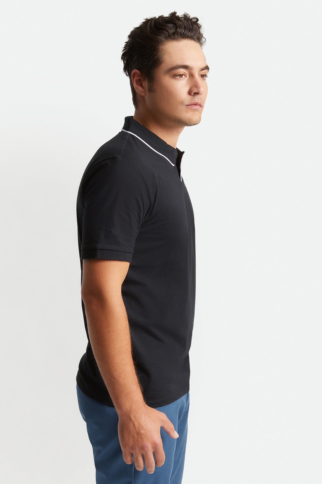 Brixton Proper S/S Polo Triko Erkek Siyah Beyaz | 360KEOPQA