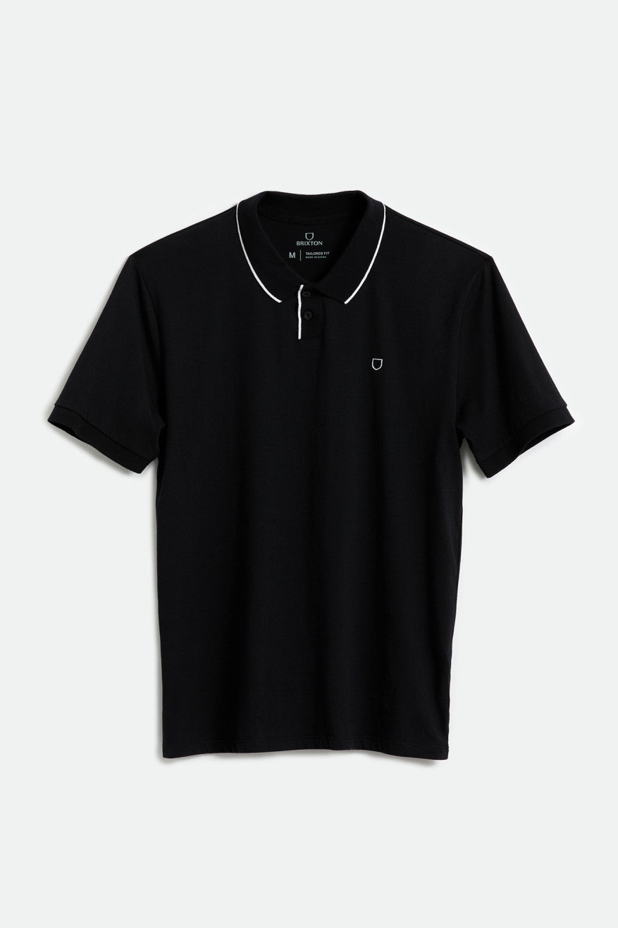 Brixton Proper S/S Polo Triko Erkek Siyah Beyaz | 360KEOPQA