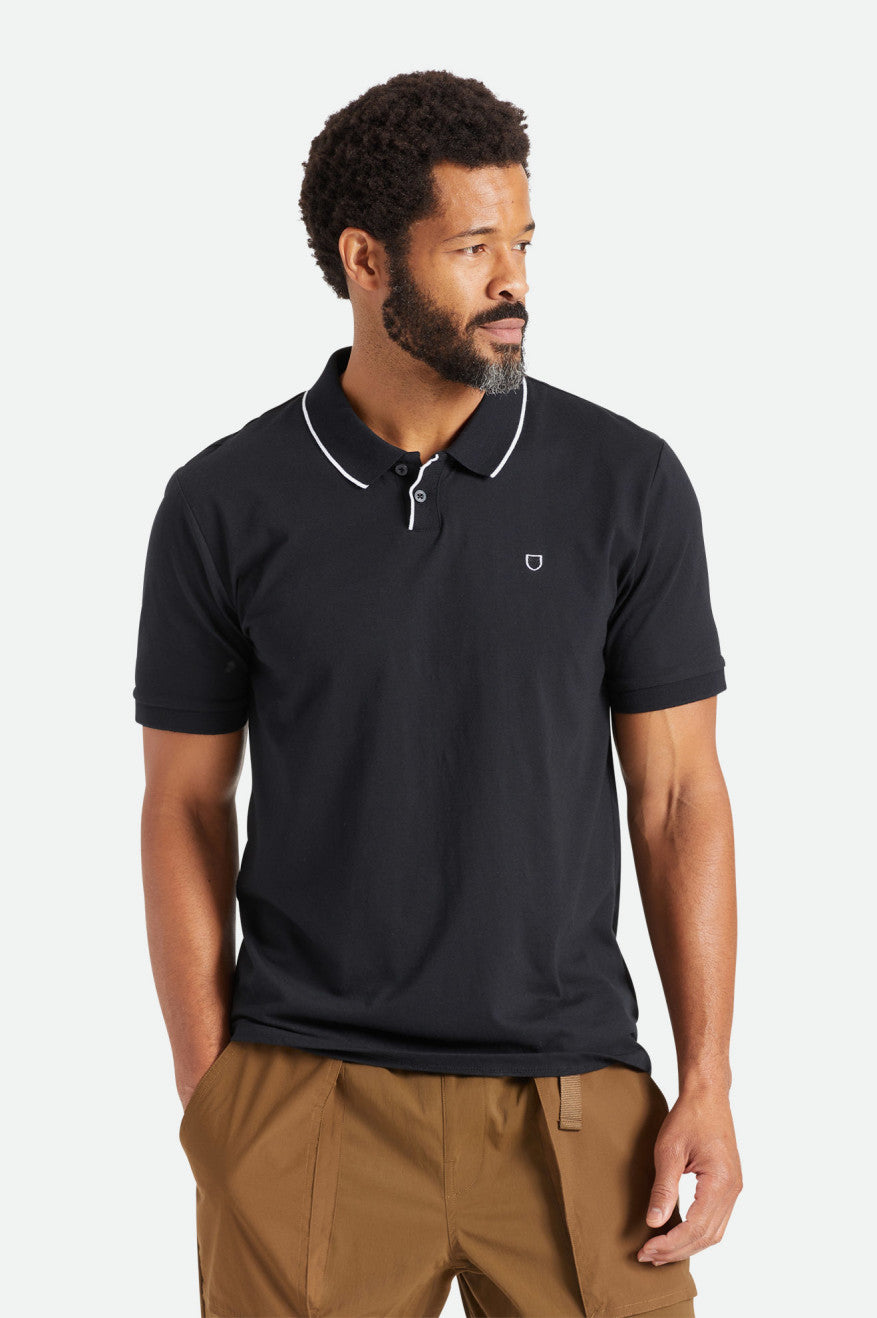 Brixton Proper S/S Polo Triko Erkek Siyah | 795KRUNCM