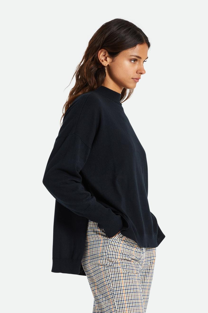 Brixton Reserve Oversized Cashmere Kazak Üstler Kadın Siyah | 164SPDJLE